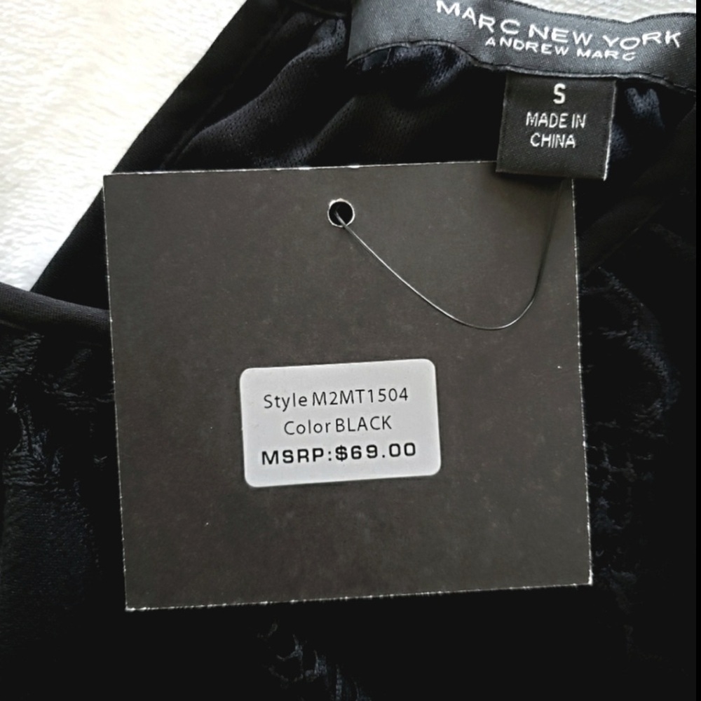 MARC NEW YORK Black Long Sleeve Lace Blouson Peplum Blouse--NWT--S - Picture 12 of 14